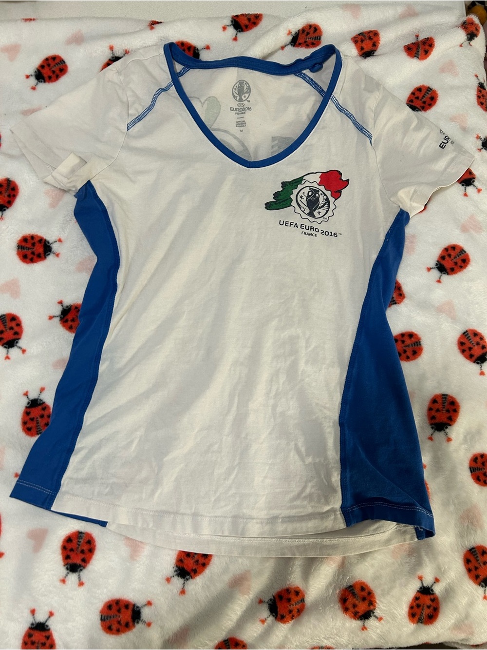 Vintage UEFA Euro 2016 ITALIA White & Blue Soccer Baby Tee